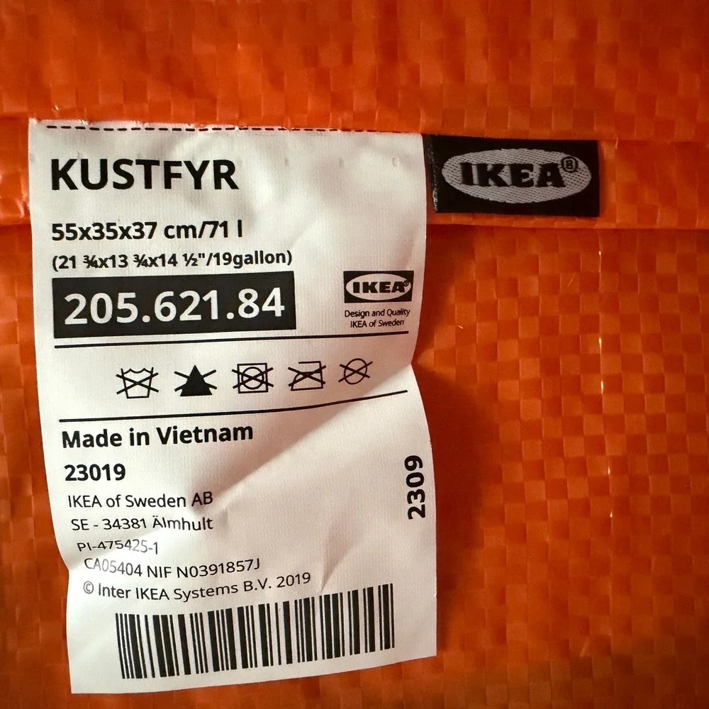 IKEA Limited Edition Orange Large Frakta Kustryfyr‎ Tote Laundry Gear Bag